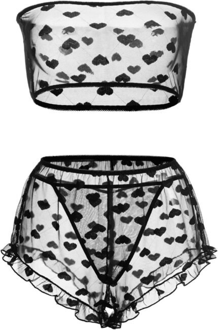 Women’s Lingerie Set Stretchy Lace Bandeau Bra Top Underwear with Shorts and Thong Size S-XXL Women’s Lingerie Set Stretchy Lace Bandeau Bra Top Underwear with Shorts and Thong Size S-XXL