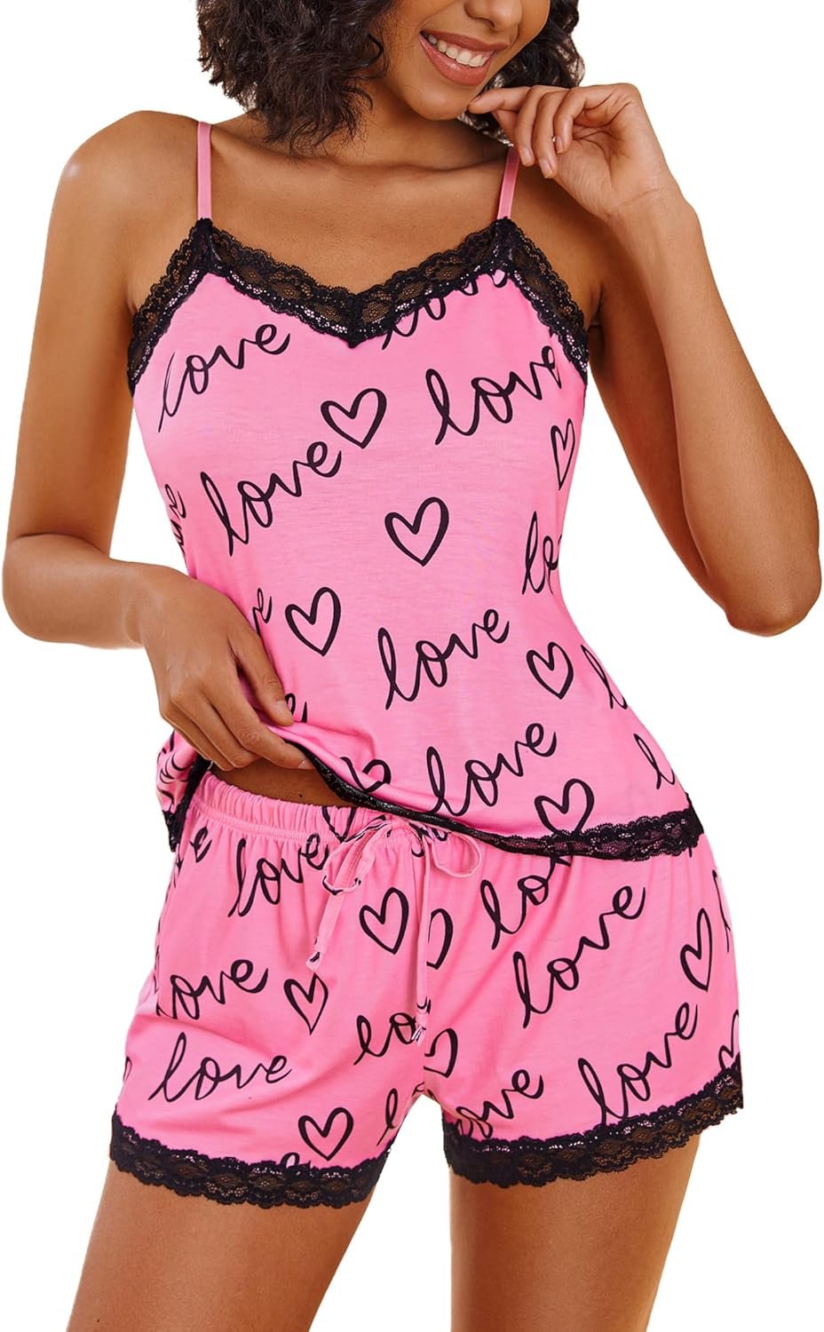 Avidlove Women Cami Pajama Set Modal Sleepwear Lace Trim Short PJ Set with Shorts