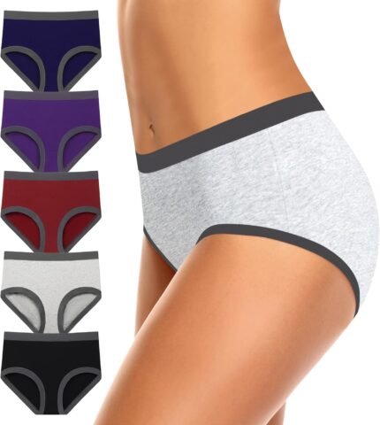 ASIMOON Womens Cotton Underwear Mid High Waisted Ladies Panties No Show Full Coverage Soft Breathable Briefs ASIMOON Womens Cotton Underwear Mid High Waisted Ladies Panties No Show Full Coverage Soft Breathable Briefs