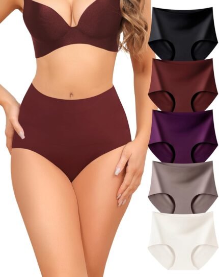 Seamless High Waisted Underwear For Women No Show Panties Full Coverage Soft Briefs 5 Pack S-XXL Seamless High Waisted Underwear For Women No Show Panties Full Coverage Soft Briefs 5 Pack S-XXL