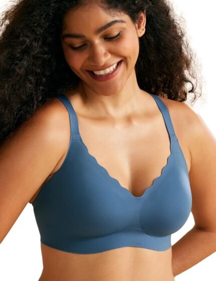 Momcozy Wireless Seamless Bras for Women, Ultra-Comfort Everyday Bras, Breathable T-Shirt Bras with Scallop Edges