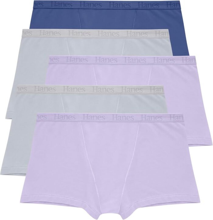 Hanes Women’s Originals Supersoft Boxer Briefs Pack, Panties, Viscose from Bamboo Underwear, 5-Pack