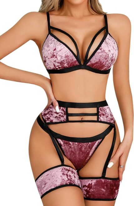 popiv Women’s Sexy Lingerie Set with Garter Belt Matching Bra and Panty Lingeries Sets 4 Piece popiv Women’s Sexy Lingerie Set with Garter Belt Matching Bra and Panty Lingeries Sets 4 Piece