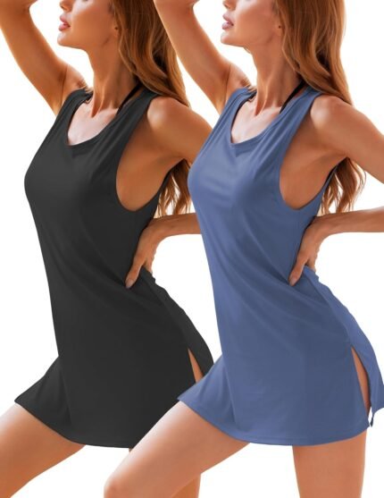 YYA 2 Pack Sexy Tank Nightgowns for Women Sleeveless Sleep Shirts Chemise Night Lingerie Dress S-XXL YYA 2 Pack Sexy Tank Nightgowns for Women Sleeveless Sleep Shirts Chemise Night Lingerie Dress S-XXL