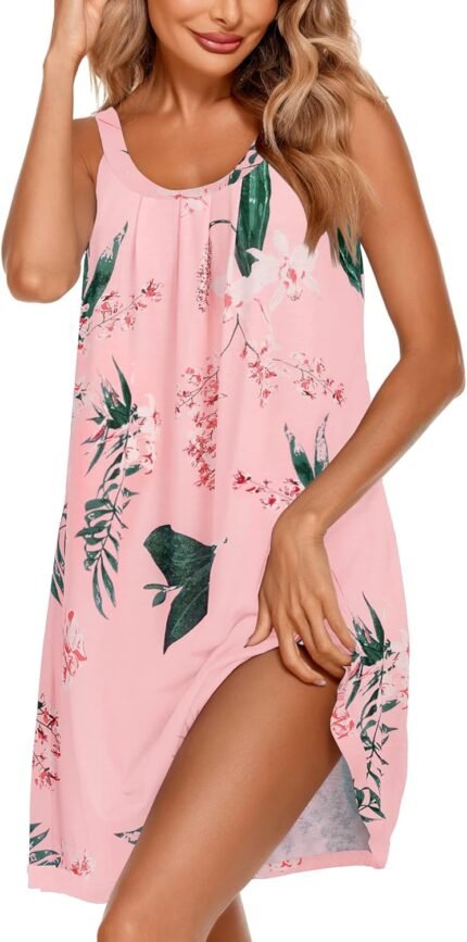 Ekouaer Women’s Nightgown Sleeveless Sleepwear Wide Strap Sleep Shirt Pleated Scoopneck Nightshirt S-XXXL Ekouaer Women’s Nightgown Sleeveless Sleepwear Wide Strap Sleep Shirt Pleated Scoopneck Nightshirt S-XXXL