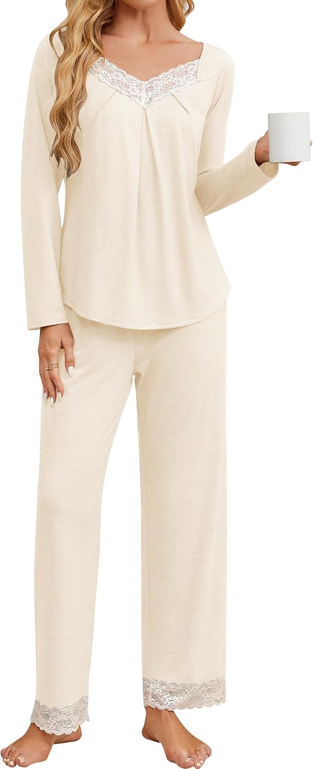 BMJL Women’s Pajama Sets 2 Piece Lounge Sets Cute Lace V Neck Pj Sets Long Sleeve Sexy Loungewear 2024 Fall Outfits BMJL Women’s Pajama Sets 2 Piece Lounge Sets Cute Lace V Neck Pj Sets Long Sleeve Sexy Loungewear 2024 Fall Outfits