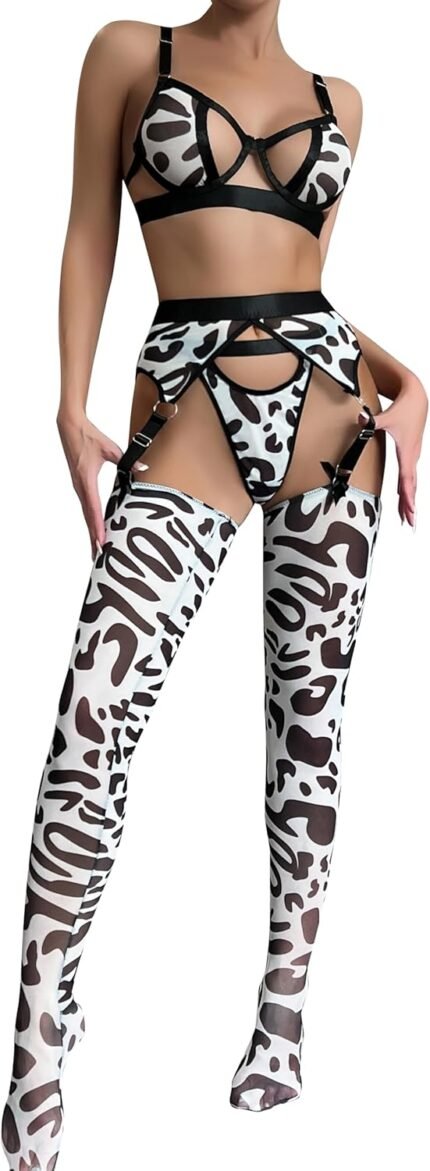 Leopard Lingerie Set for Women Garter Set Lingerie for Women Bra and Panty Set Leopard Lingerie Set for Women Garter Set Lingerie for Women Bra and Panty Set