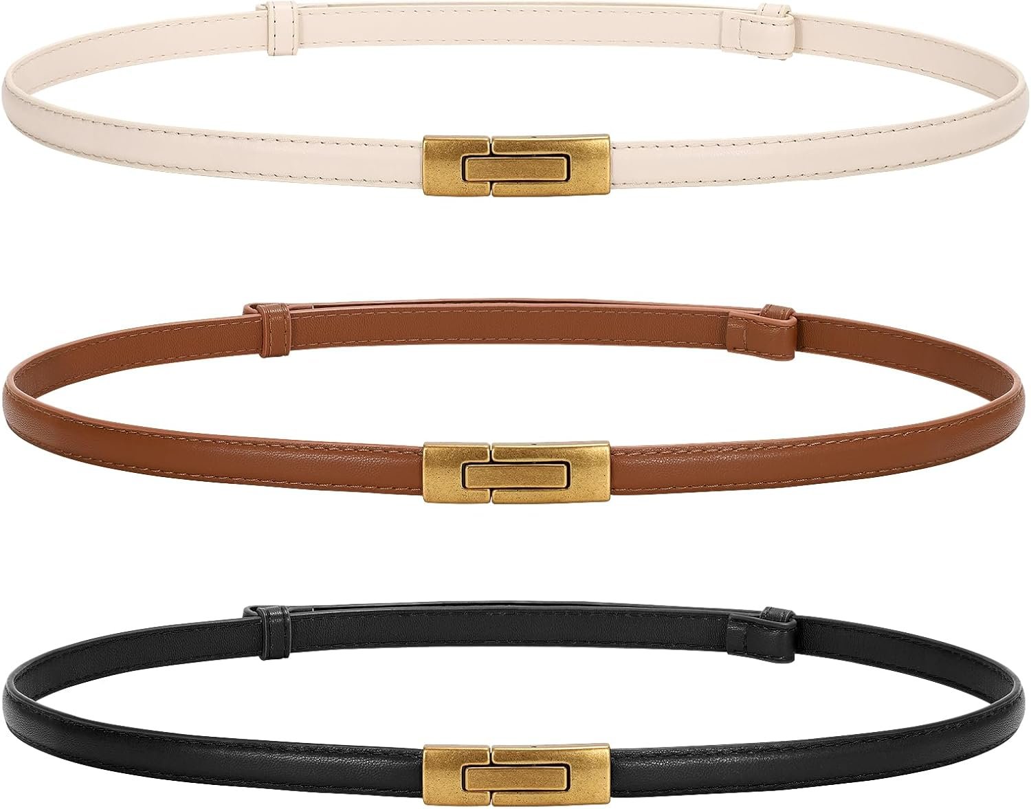 JASGOOD Women Skinny Belts Leather Thin Waist Belts for Dress Ladies Belts with Gold Buckle JASGOOD Women Skinny Belts Leather Thin Waist Belts for Dress Ladies Belts with Gold Buckle