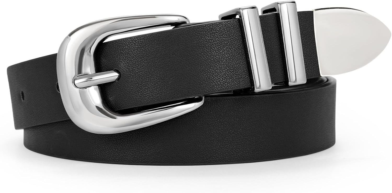 WERFORU Women Leather Belt Fashion Leather Waist Belt for Pants Jean Ladies Western Belt with Gold/Silver Buckle WERFORU Women Leather Belt Fashion Leather Waist Belt for Pants Jean Ladies Western Belt with Gold/Silver Buckle