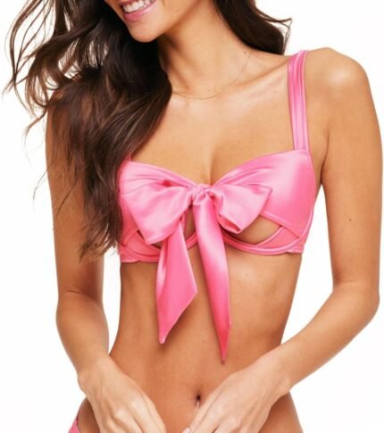 Adore Me Gynger Unlined Bow Bra – XS-4X Regular & Plus-Size Satin Balconette Bra with Underwire & Adjustable Straps