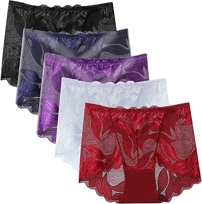 Sexy Underwear for Women Ladies Seamless Brief Womens Lace Panties 5-Pack