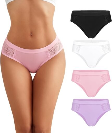 Avidlove Women Cotton Underwear Lace Hipster Brief Panties Ladies Stretch Underpants Multipack Avidlove Women Cotton Underwear Lace Hipster Brief Panties Ladies Stretch Underpants Multipack