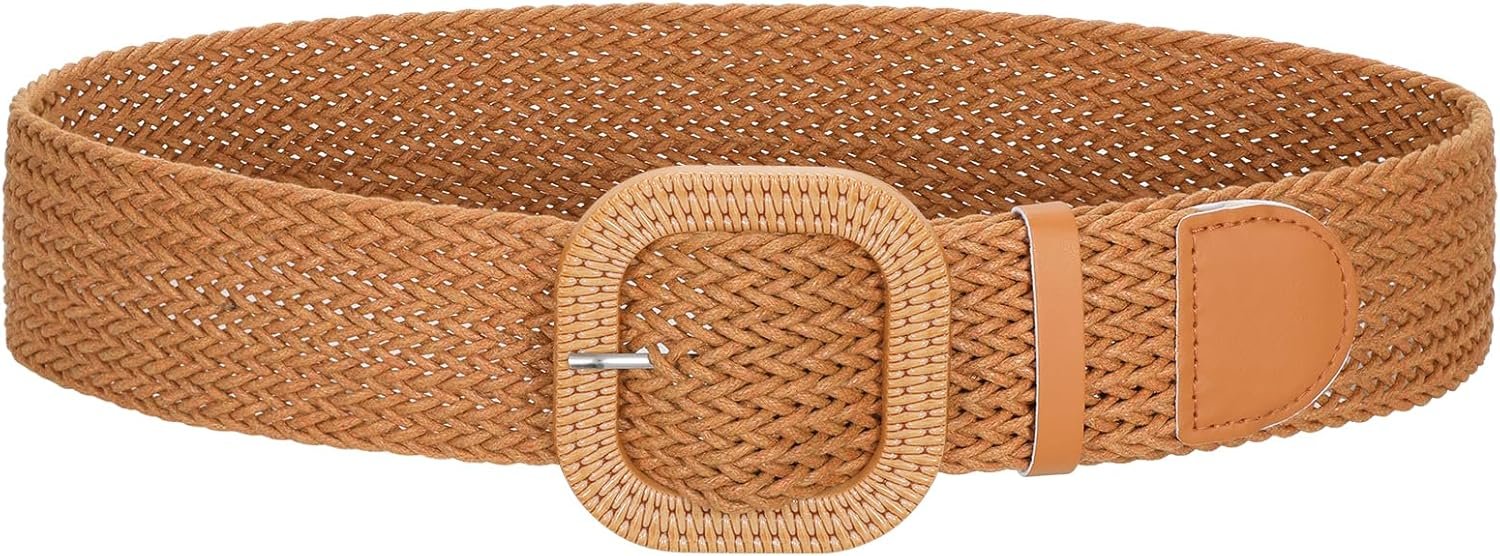 SUOSDEY Women Wide Braided Belt Rattan Waist Belt for Dress Pants Fashion Boho Belt