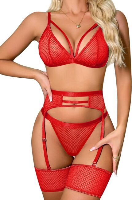 popiv Women’s Sexy Lingerie Set with Garter Belt Matching Bra and Panty Lingeries Sets 4 Piece popiv Women’s Sexy Lingerie Set with Garter Belt Matching Bra and Panty Lingeries Sets 4 Piece