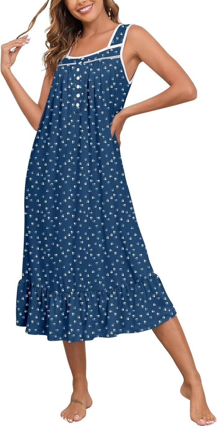 Women’s Nightgowns Sleeveless Night Gown Ladies Long Nightdress Victorian Sleep Shirt S-XXL