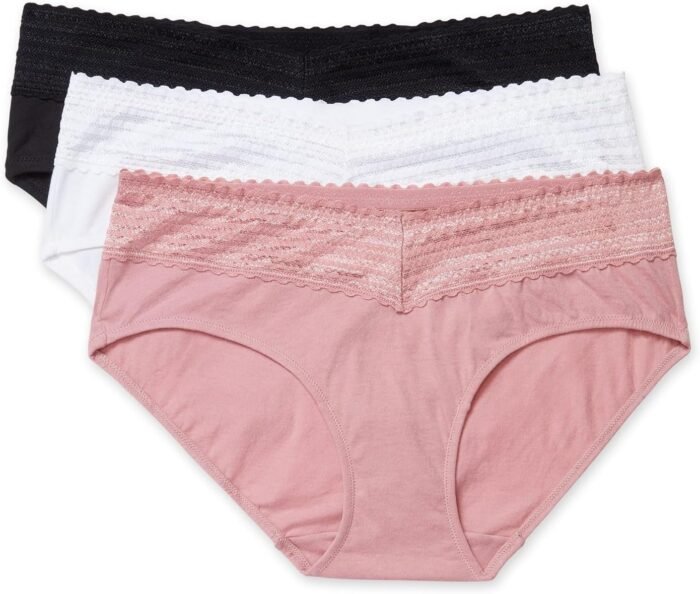 Warner’s Women’s Blissful Benefits Dig-Free Comfort Waist with Lace Cotton Hipster 3-Pack Ru2263w