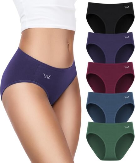 Women’s Cotton Underwear High Cut Soft Briefs Full Coverage Ladies Panties 5 Pack(Regular & Plus Size) Women’s Cotton Underwear High Cut Soft Briefs Full Coverage Ladies Panties 5 Pack(Regular & Plus Size)