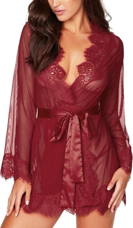 RSLOVE Women Lace Kimono Robe Sexy Babydoll Lingerie Mesh Cover Up Bridal Lingerie RSLOVE Women Lace Kimono Robe Sexy Babydoll Lingerie Mesh Cover Up Bridal Lingerie