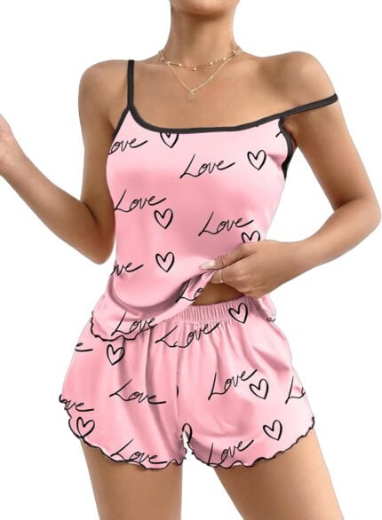 Ekouaer Womens Cami Pajama Sets 2 Piece Cute Print Pjs Soft Tank Top & Elastic Waist Shorts Camisole Lounge Set Ekouaer Womens Cami Pajama Sets 2 Piece Cute Print Pjs Soft Tank Top & Elastic Waist Shorts Camisole Lounge Set