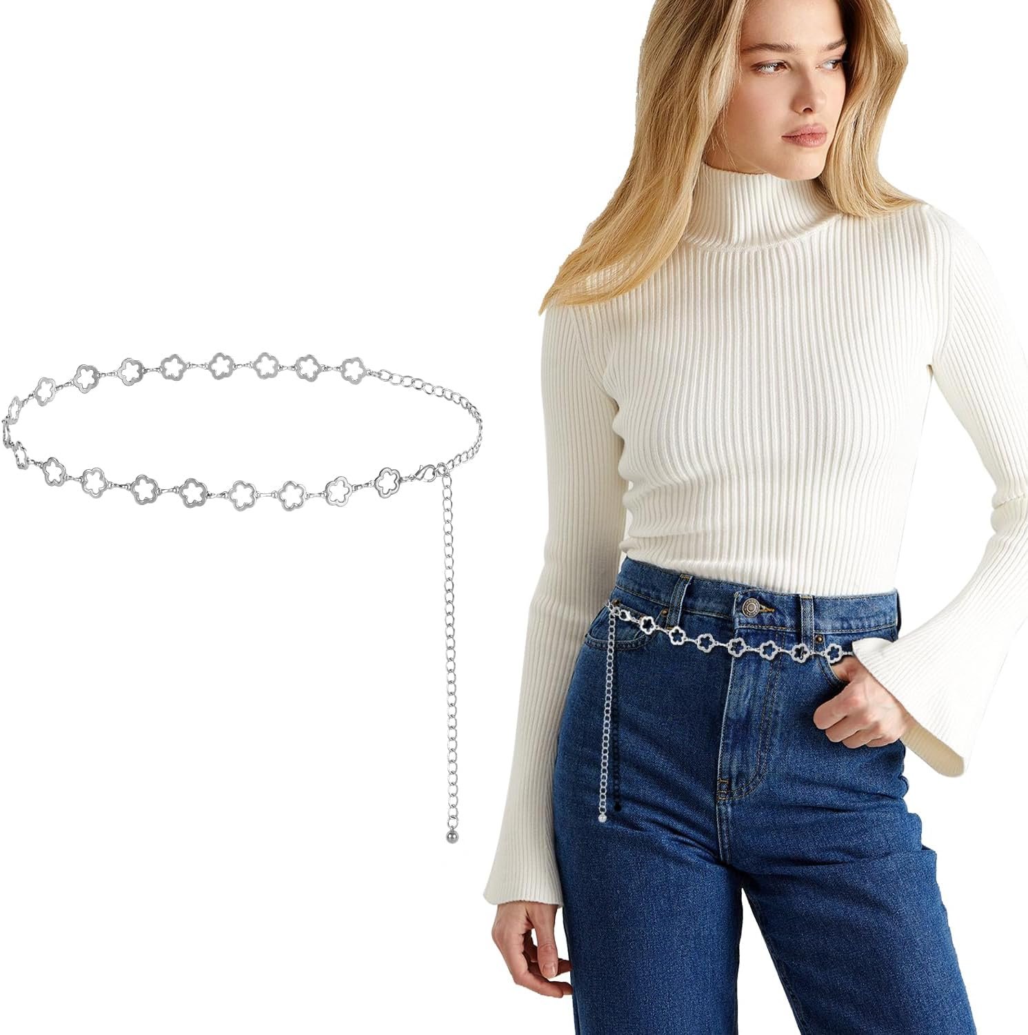 FIORETTO Chain Belt for Women Metal Waist Chain Fashion Multilayer Chain Belts for Dress FIORETTO Chain Belt for Women Metal Waist Chain Fashion Multilayer Chain Belts for Dress