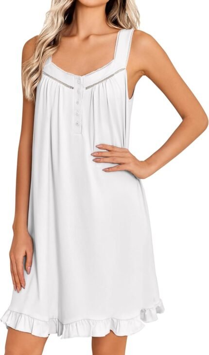 Ekouaer Nightgowns for Women Sleeveless Night gown Victorian House Dress Soft Nightdress Ladies Chemise Ekouaer Nightgowns for Women Sleeveless Night gown Victorian House Dress Soft Nightdress Ladies Chemise