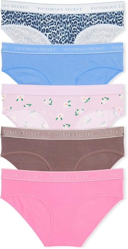 Victoria’s Secret Women’s Cotton Logo Hipster Underwear, Moderate Coverage Panties for Women, Multi Pack (XS-XXL)
