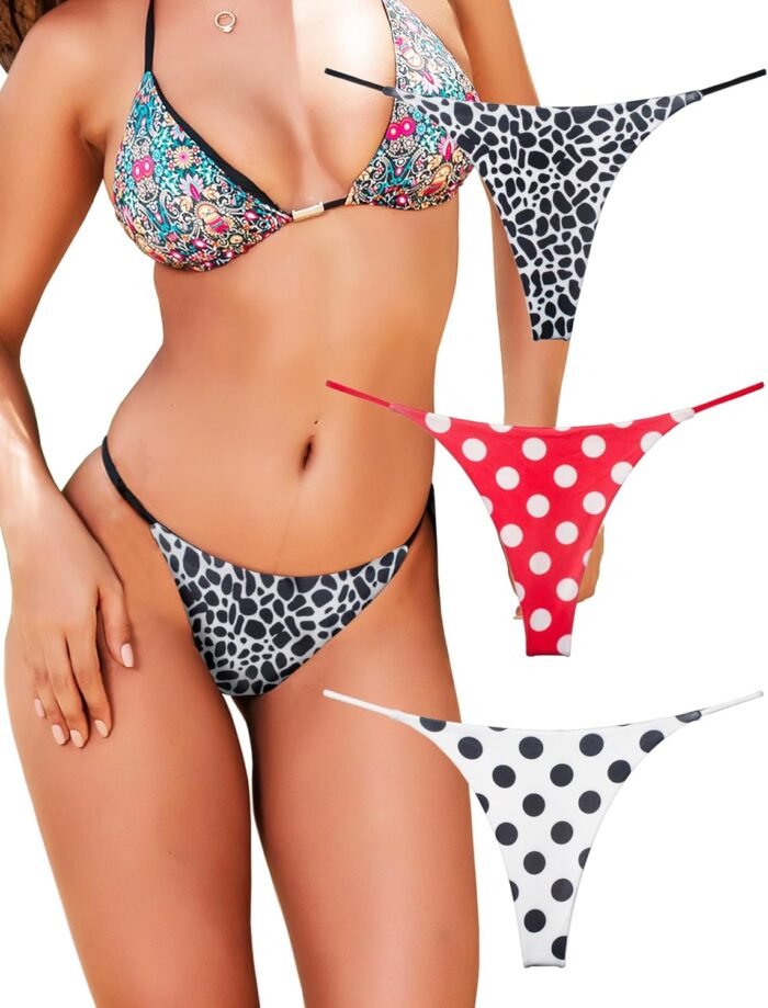 KUKU PANDA Cotton Thongs for Women Sexy Seamless Woman G String Panties 3 Pack Set