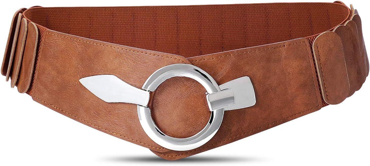 WHIPPY Women Wide Elastic Waist Belt Stretch Waist Belt Fashion Retro Leather Waistband for Dresses, Cosplay Belt WHIPPY Women Wide Elastic Waist Belt Stretch Waist Belt Fashion Retro Leather Waistband for Dresses, Cosplay Belt