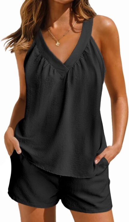 Ekouaer Lounge Sets for Women 2 Piece Summer Pajamas Tank Top Shorts Set Comfy Loungewear Cute Beach Vacation Outfits Ekouaer Lounge Sets for Women 2 Piece Summer Pajamas Tank Top Shorts Set Comfy Loungewear Cute Beach Vacation Outfits