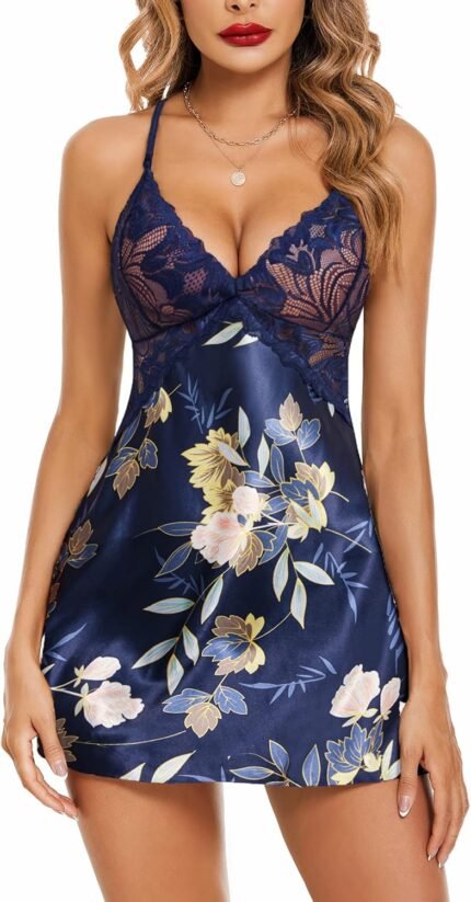 Avidlove Women Lingerie V Neck Nightwear Satin Sleepwear Lace Chemise Mini Teddy Avidlove Women Lingerie V Neck Nightwear Satin Sleepwear Lace Chemise Mini Teddy