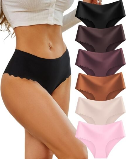 Sth Big High Waisted Seamless Underwear for Women No Show Panties Cheeky Scalloped Edge Bikini Breathable Briefs 6 Pack Sth Big High Waisted Seamless Underwear for Women No Show Panties Cheeky Scalloped Edge Bikini Breathable Briefs 6 Pack