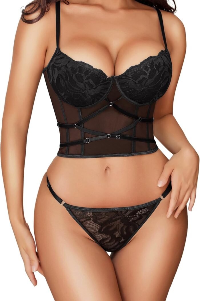Avidlove Lingerie Set for Women Sexy Lace Bra and Panty Set 2 Piece Lace Babydoll