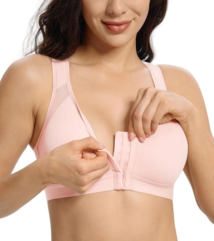 Lemorosy Women’s Full Coverage Front Closure Posture Back Unpadded Wirefree Everyday Bra -Comfort and Double Support