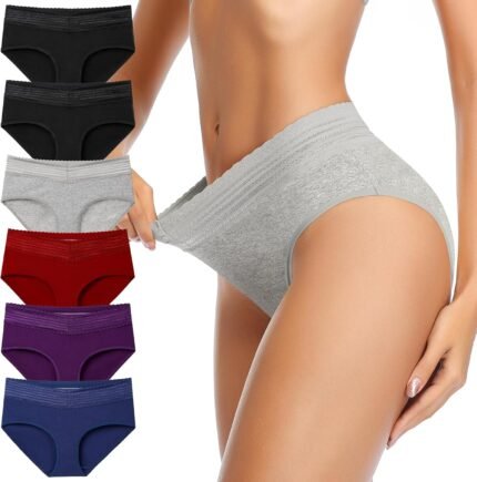 UMMISS Womens Underwear High Waisted Cotton Panties Postpartum Tummy Control Full Coverage Briefs