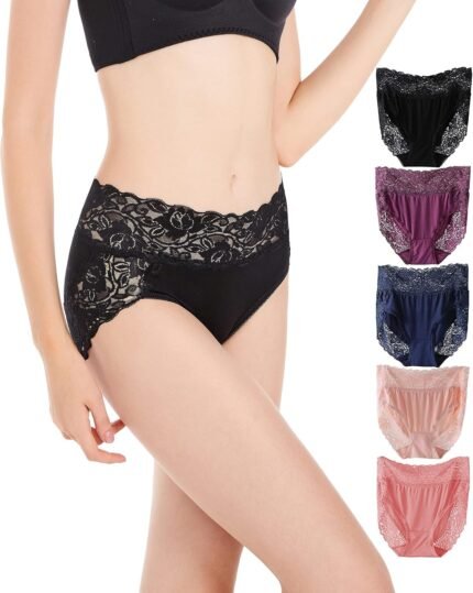 Women’s Plus Size Underwear, Ladies Sexy Lace High Waisted Panties, Soft Full Breathable Briefs For Women 5-Pack Women’s Plus Size Underwear, Ladies Sexy Lace High Waisted Panties, Soft Full Breathable Briefs For Women 5-Pack