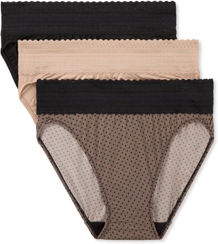 Warner’s Women’s Blissful Benefits Dig-Free Comfort Waistband with Lace Microfiber Hi-Cut 3-Pack Wrw251hc10w