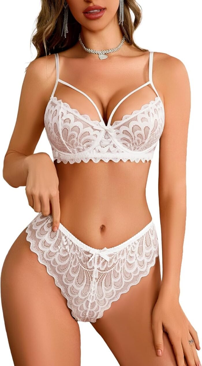 Lingerie Set for Women Lace Bra and Panty Sets 2 Piece Lingerie Lace Babydoll Outfits