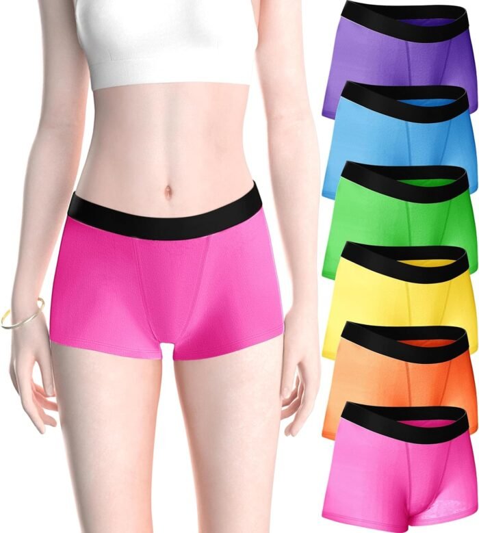 Sexy Basics Women’s 6 Pack Modern Active Buttery Soft Boy Short Boxer Brief Panties