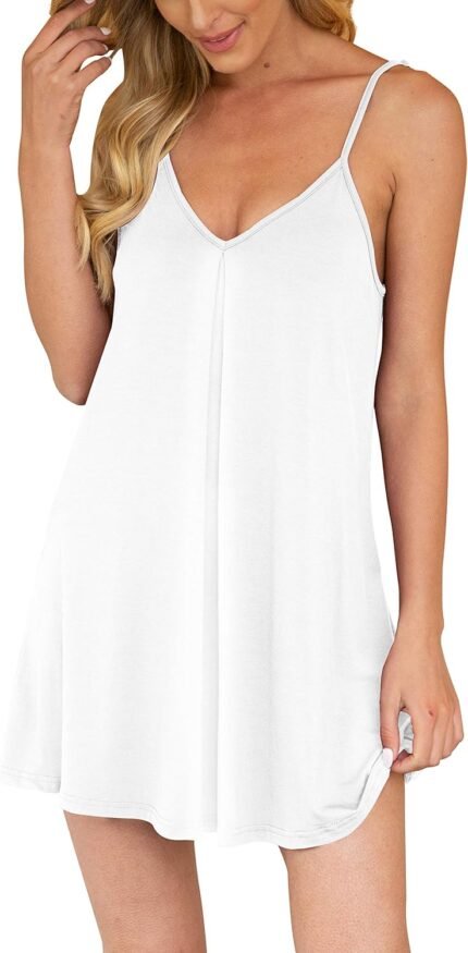 Nightgown for Women Loose Sleepwear V Neck Pajama Dress Soft Nightshirt Sleeveless Nightdress Chemise Nightgown for Women Loose Sleepwear V Neck Pajama Dress Soft Nightshirt Sleeveless Nightdress Chemise