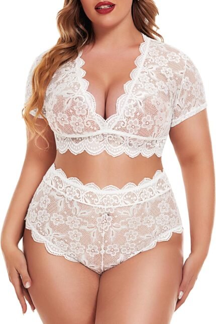 Avidlove Plus Size Lingerie Plus Floral Lace Scallop Trim Lingerie Set Deep V Allover Lace Bra Panties Set Sexy Clubwear Avidlove Plus Size Lingerie Plus Floral Lace Scallop Trim Lingerie Set Deep V Allover Lace Bra Panties Set Sexy Clubwear