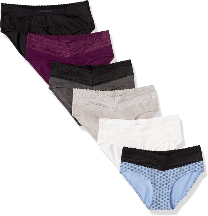 Warner’s Women’s Blissful Benefits Dig-Free Comfort Waist with Lace Cotton Hipster 6-Pack Ru2266w