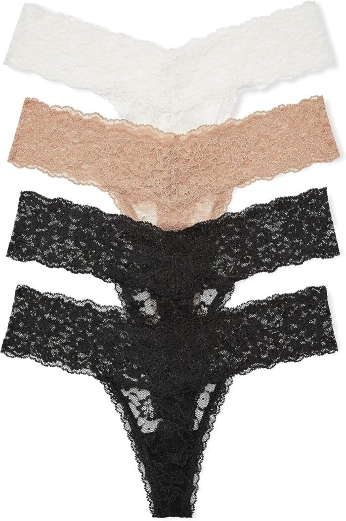 Victoria’s Secret Women’s Lace Thong Underwear, Panties for Women, Multi Pack (XS-XXL)
