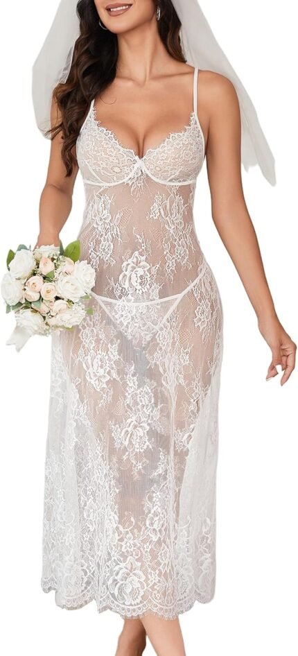 Avidlove Women Lingerie Floral Lace Halter Babydoll Lingerie Dress With Thong Nightdress Nightgown for Women Avidlove Women Lingerie Floral Lace Halter Babydoll Lingerie Dress With Thong Nightdress Nightgown for Women