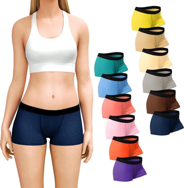 Sexy Basics Women’s 6 Pack & 12 Pack Active Boy Short – Boxer Brief Cotton-Stretch Panties