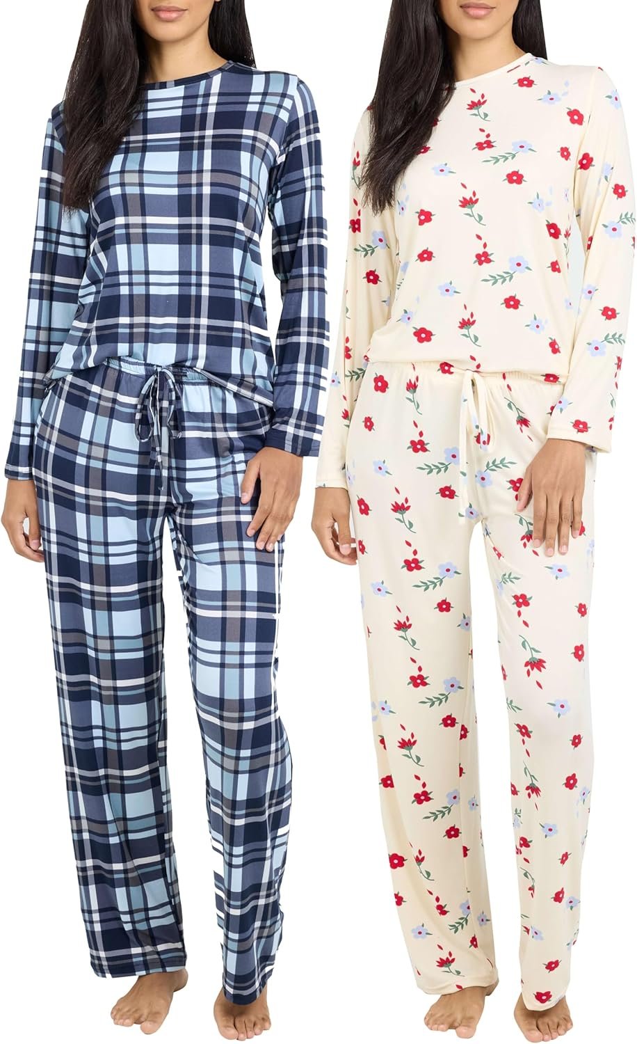 Real Essentials 2 Pack: Women’s Pajama Set – Choose from Short Sleeve with Pocket or Long Sleeve without Pocket