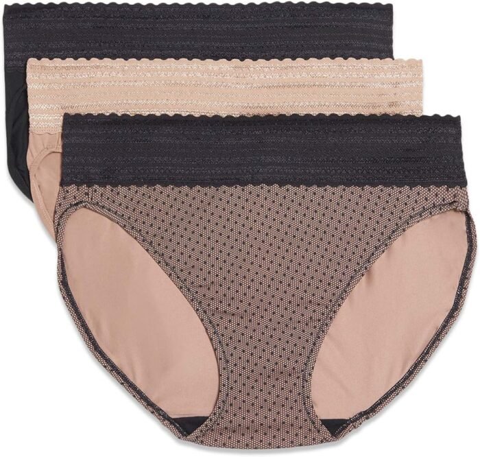 Warner’s Women’s Blissful Benefits Dig-Free Comfort Waistband with Lace Microfiber Hi-Cut 3-Pack 5109w
