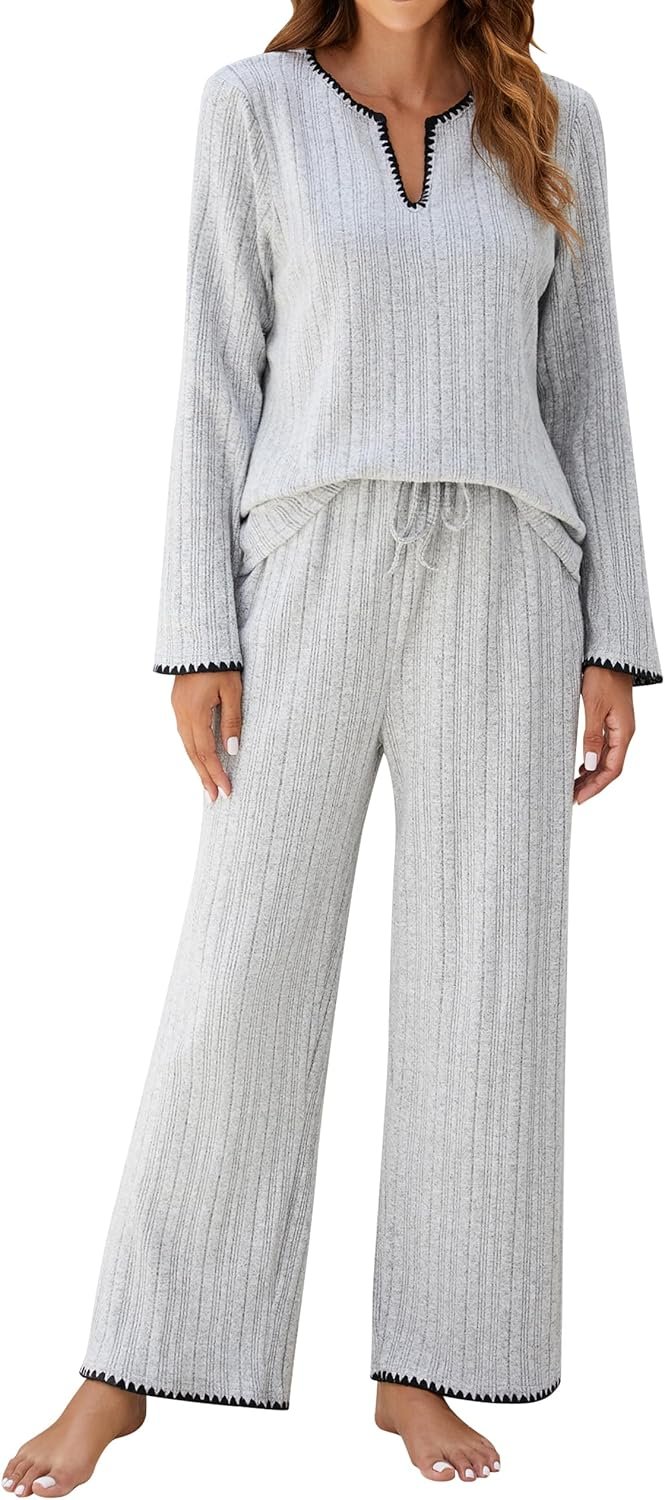 Blooming Jelly Womens 2 Piece Pajama Sets Fall Ribbed Color Block Lounge Set Fleece Long Sleeve Pj Sleepwear Pockets Blooming Jelly Womens 2 Piece Pajama Sets Fall Ribbed Color Block Lounge Set Fleece Long Sleeve Pj Sleepwear Pockets
