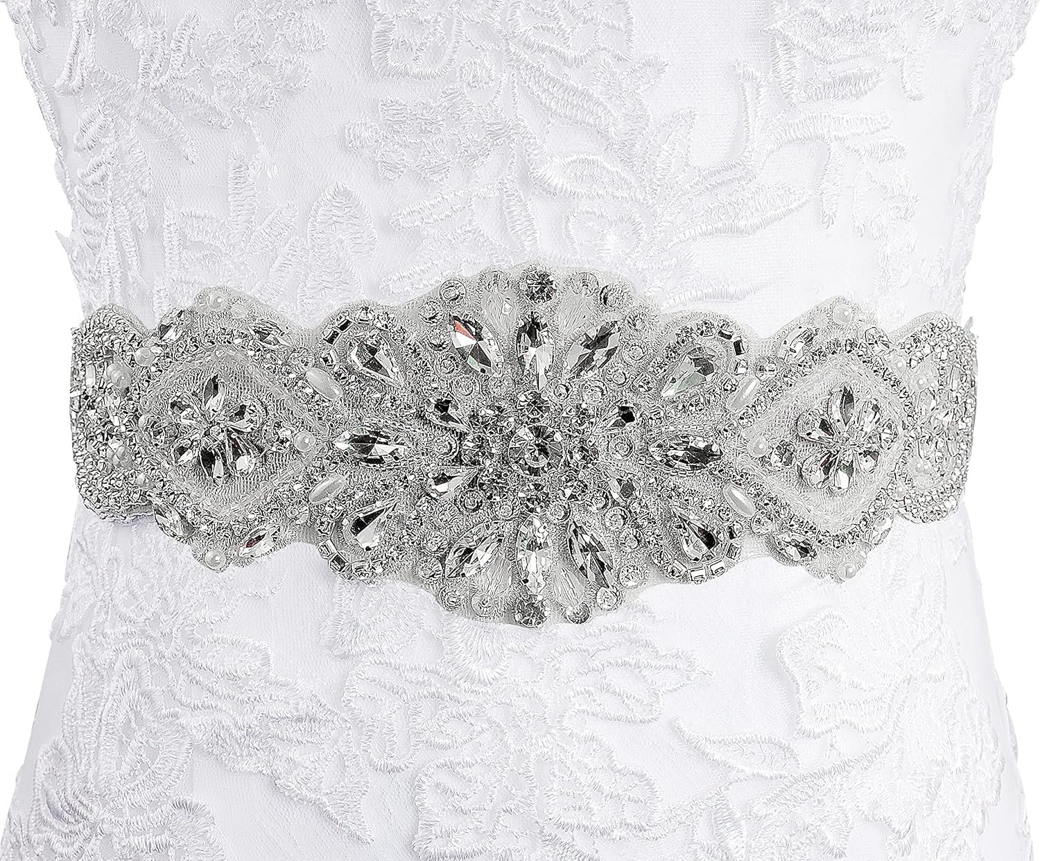 Lovful Bridal Belt for Dresses, Wedding Dress Belt Sash for Women, Crystal Beaded and Rhinestone Belts