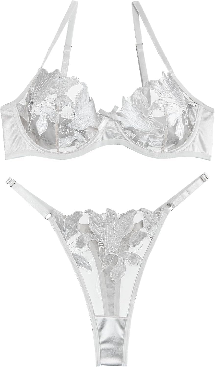 Lilosy Sexy Satin Mesh Floral Embroidere… Lilosy Sexy Satin Mesh Floral Embroidere…