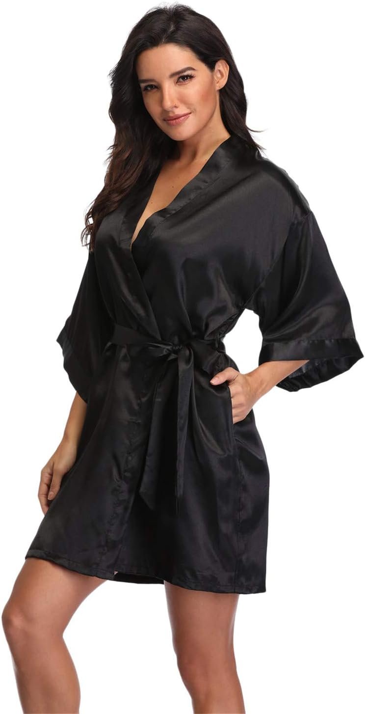 Women’s Pure Short Silky Robes Bridesmaid Bride Party Satin Robes Sleepwear Women’s Pure Short Silky Robes Bridesmaid Bride Party Satin Robes Sleepwear